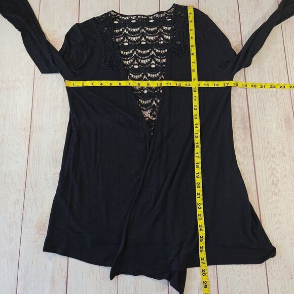 Apt. 9 crochet back open front asymmetrical hem cardigan sz S - Picture 6 of 7